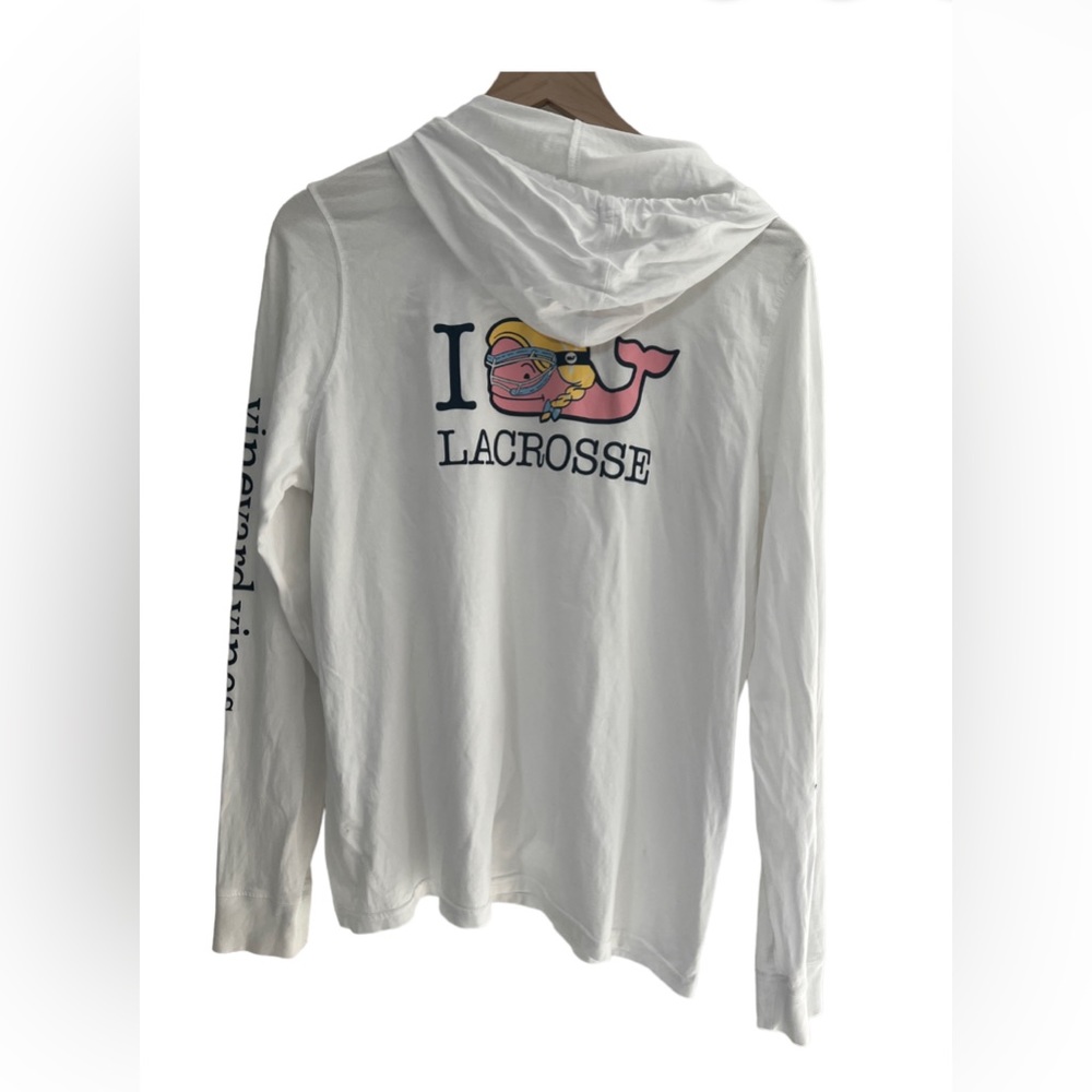Vineyard Vines Lacrosse Long Sleeve Hooded Tee White Size XL